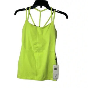 Y2K KARMA ATHLETICS bright neon yellow halter cami tank top,cut out ,straps